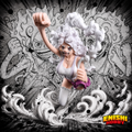 Jewelry Bonney The Most Free Future Figure dynamic pose with manga art background – One Piece King of Artist Banpresto
