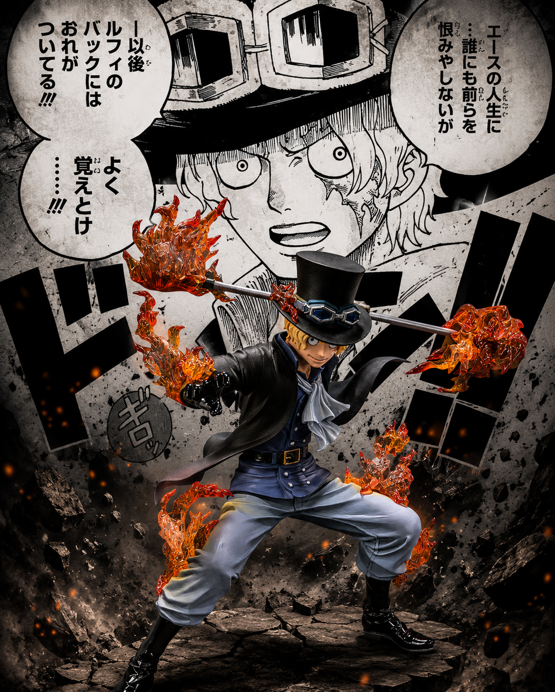 Figuarts ZERO Sabo figure flame and coat effect parts, One Piece