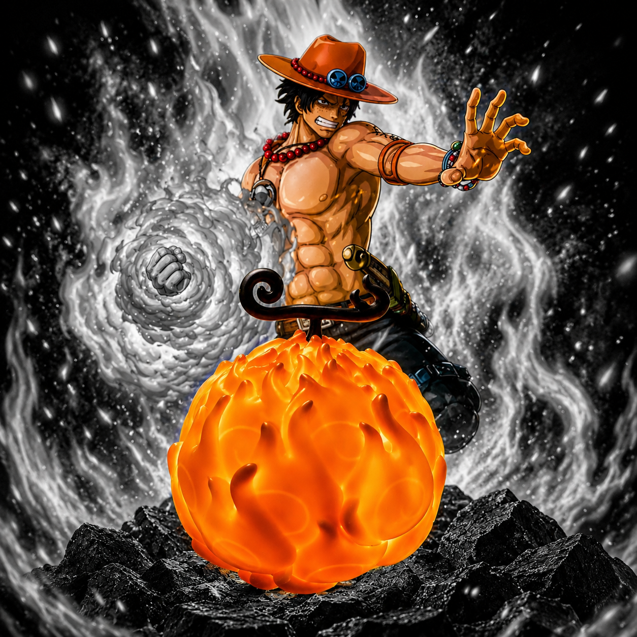 One Piece Mera Mera no Mi flame light glowing, Ace and Sabo collectible