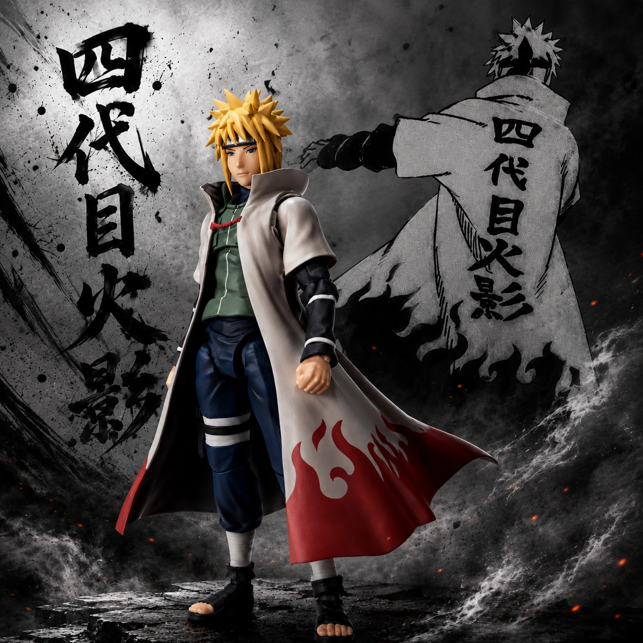 Namikaze Minato Fourth Hokage figure standing pose with Hokage cloak – NARUTO S.H.Figuarts