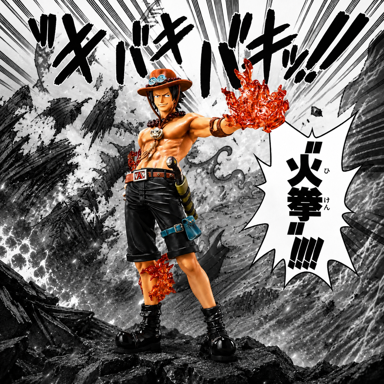 Figuarts ZERO Ace figure with flame effect parts, One Piece