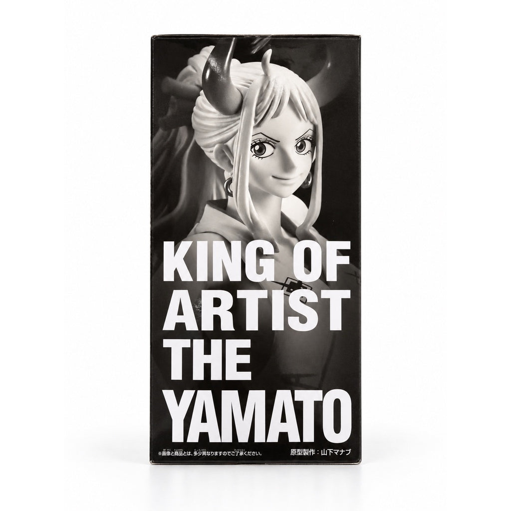 Side panel of the KING OF ARTIST THE YAMATO box featuring a grayscale close-up of Yamato's smiling face and horns.

