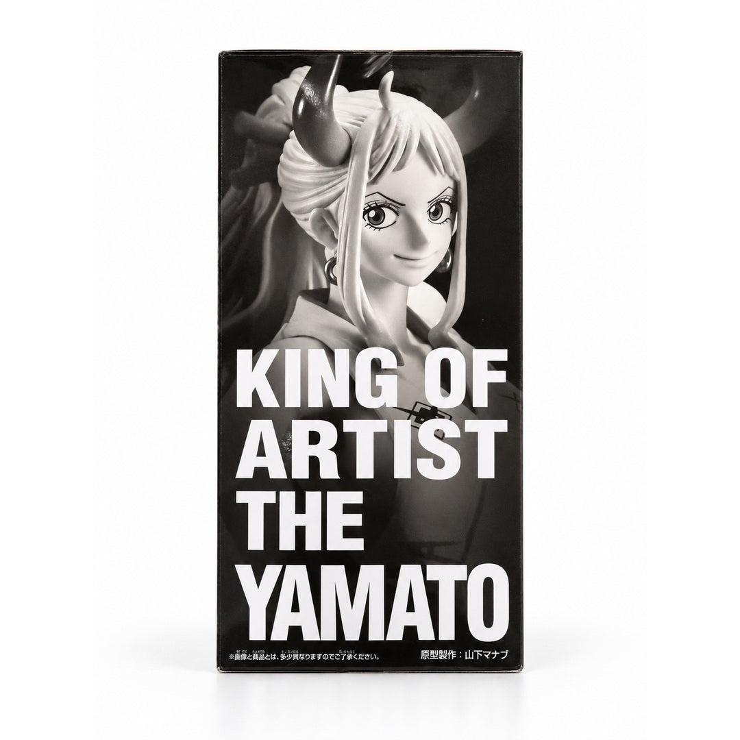Side panel of the KING OF ARTIST THE YAMATO box featuring a grayscale close-up of Yamato's smiling face and horns.
