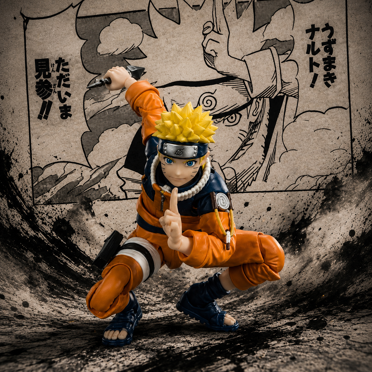 S.H.Figuarts Uzumaki Naruto figure crouching pose with kunai – NARUTO Bandai