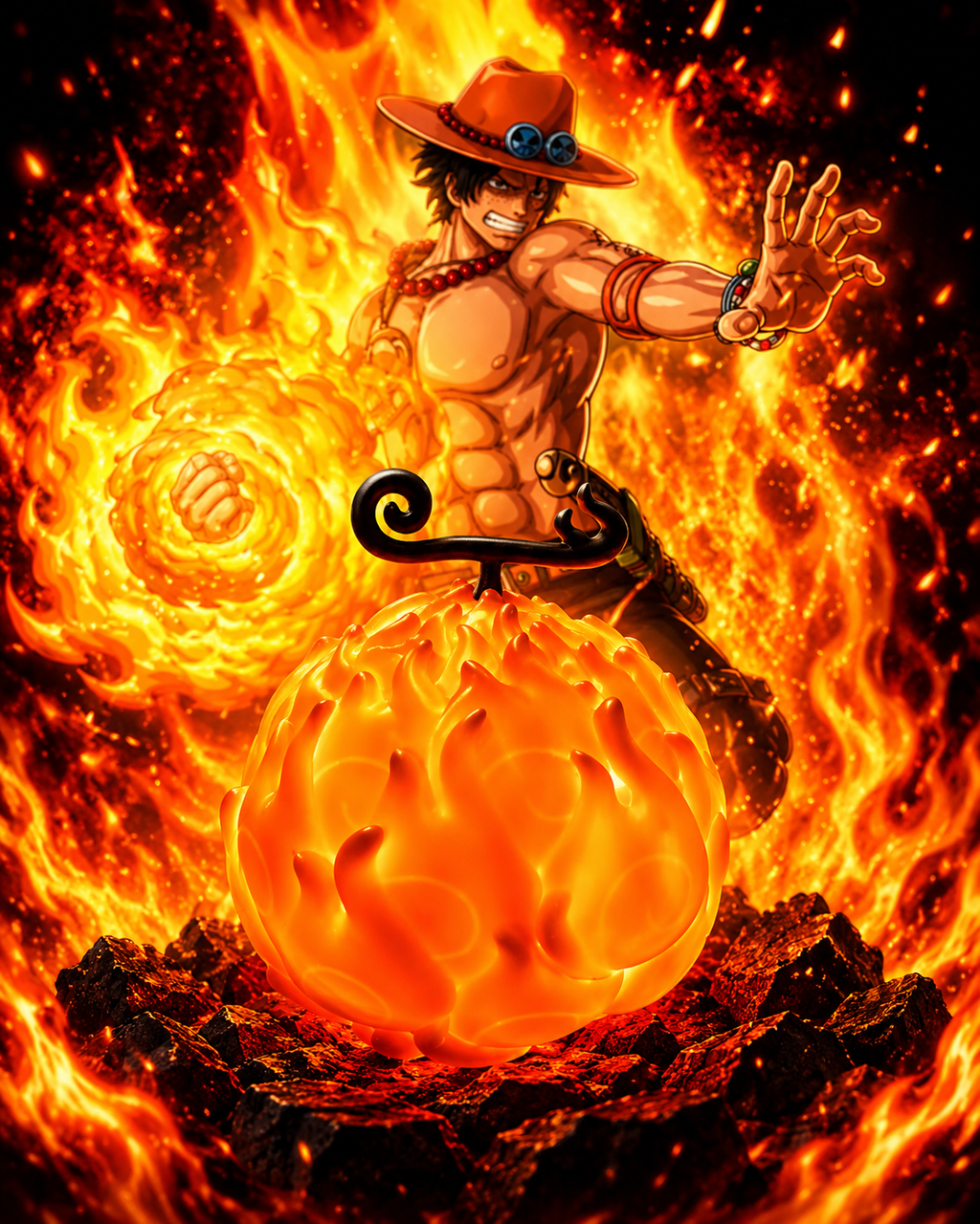 One Piece Mera Mera no Mi flame light glowing, Ace and Sabo collectible