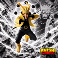 Naruto Uzumaki Six Paths Sage Mode figure making a hand sign, with Truth-Seeking Orbs, manga-style artwork, and the ENISHI HOBBY logo.