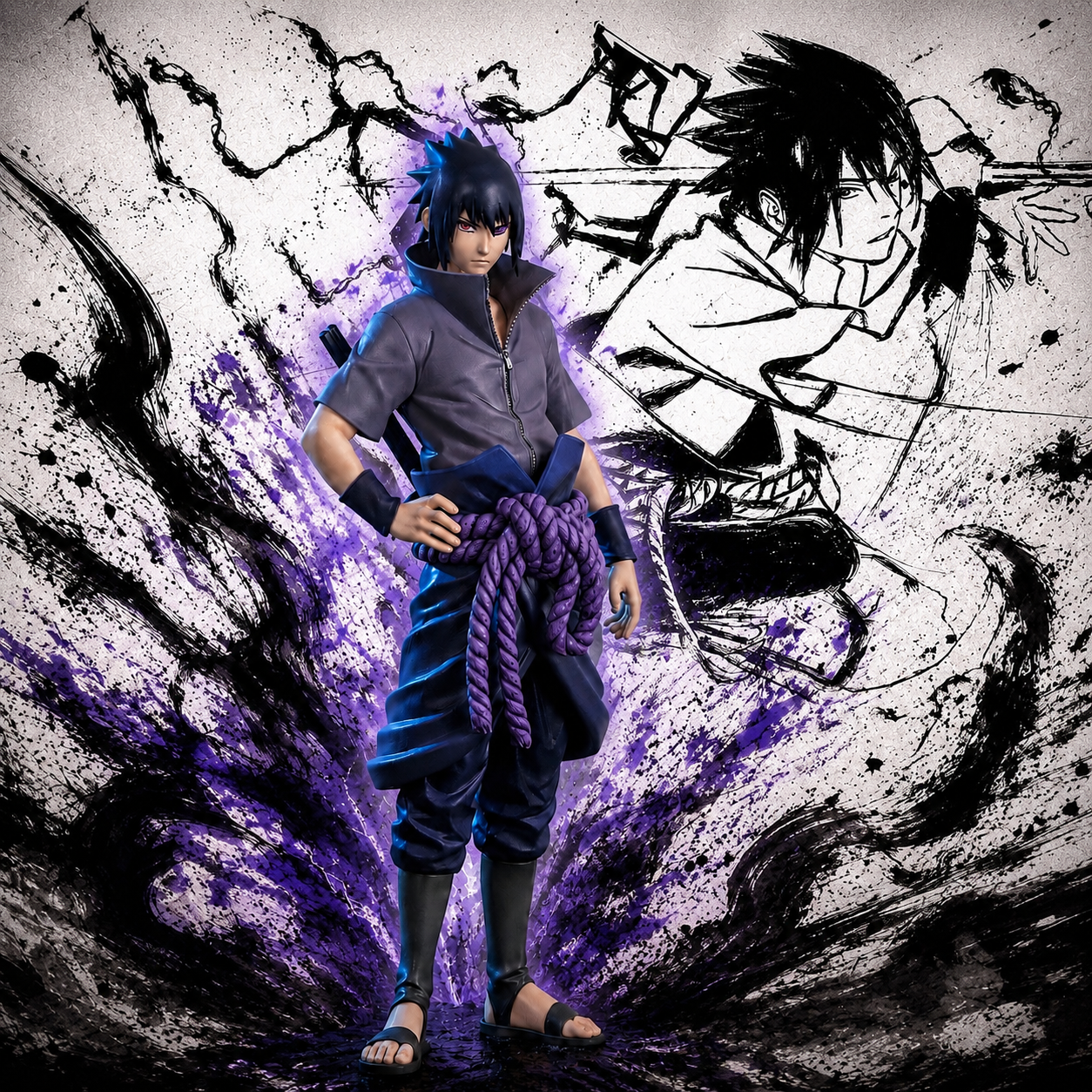 Sasuke Uchiha premium action figure front view – NARUTO collectible by ENISHI HOBBY