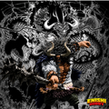 Kaido the Four Emperors Ichiban Kuji ONE PIECE Best of Omnibus Last One Prize figure wielding Kanabo club against dramatic black manga-style dragon background, Bandai Namco collectible, ENISHI HOBBY
