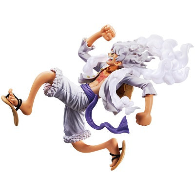 Monkey D. Luffy Gear 5 Nika Figure dynamic pose with manga background – One Piece Ichiban Kuji Beyond the Level
