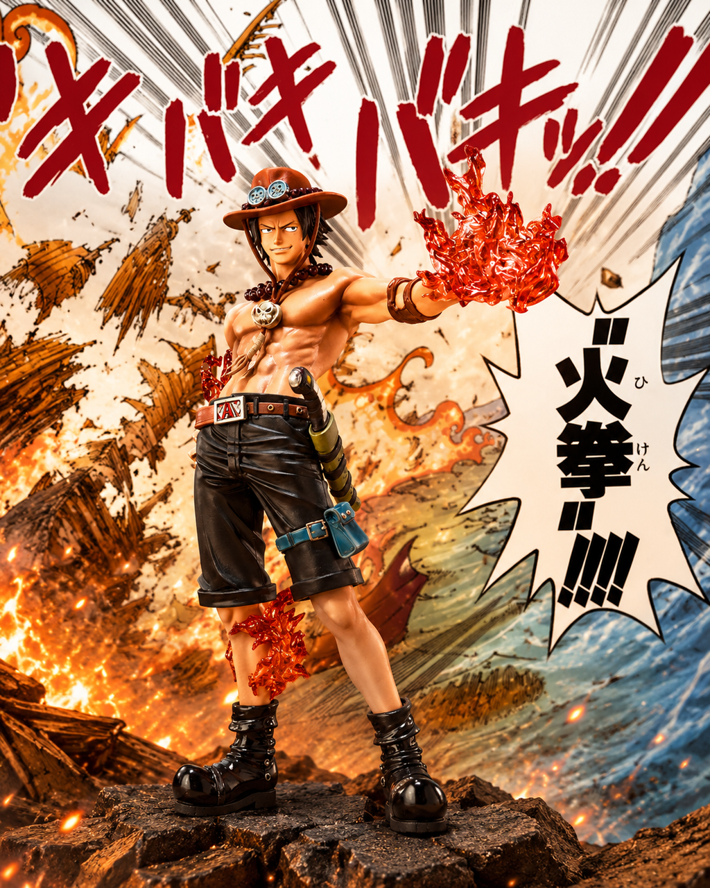 Figuarts ZERO Ace figure with flame effect parts, One Piece