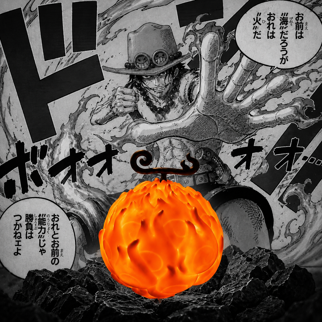 One Piece Mera Mera no Mi room light figure featuring Ace and Sabo