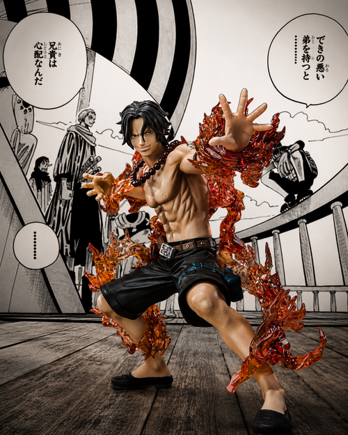 Figures ZERO Portgas D Ace Battle Ver. front view with flame effect