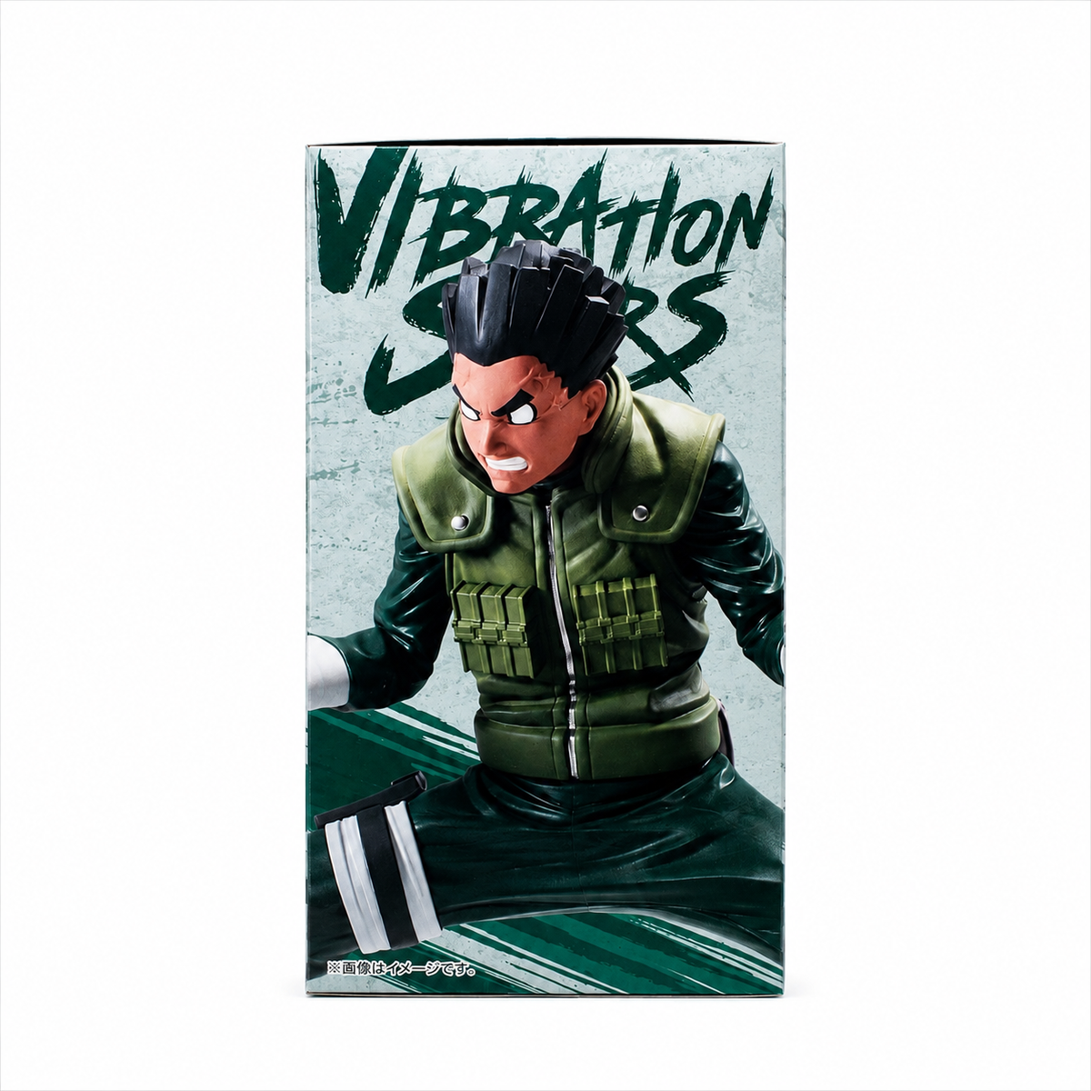 NARUTO Shippuden Vibration Stars Rock Lee II figure box side view showing figure sculpt detail, Bandai Spirits
