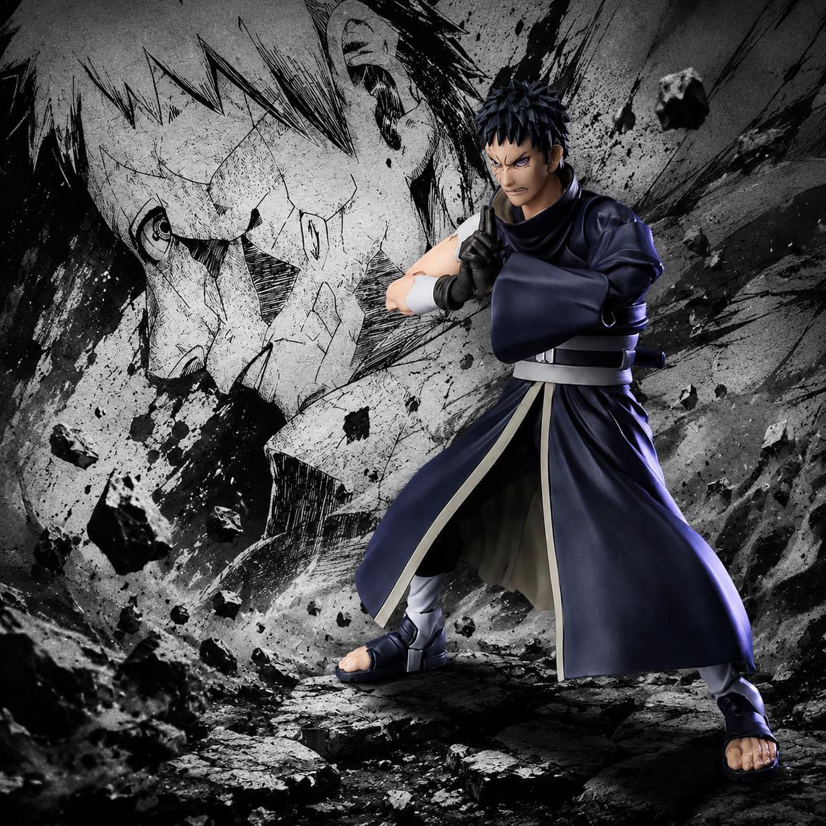 S.H.Figuarts Obito Uchiha Hollow Dreams of Despair action figure by Bandai Namco Tamashii Nations, NARUTO Shippuden collectible, includes interchangeable face parts and accessories
